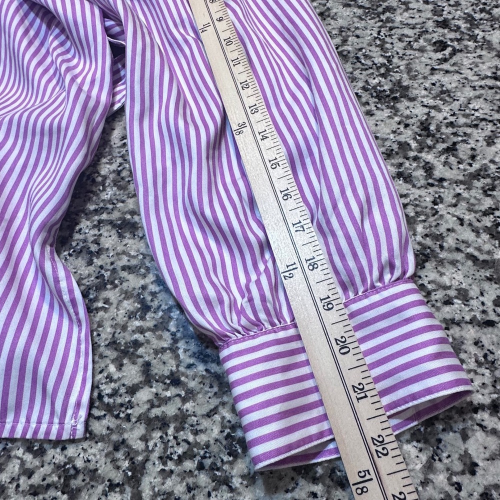 NWT Lane Bryant No-Peek Striped Tunic Shirt Purple White 26 Lyocell Belted - Picture 7 of 9